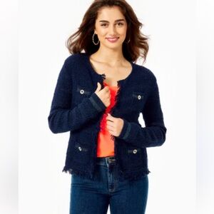 Lilly Pulitzer Women's Beckington Metallic Tweed Cardigan Size Large